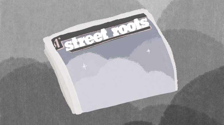 Illustration of a street roots newspaper